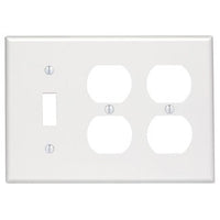 Leviton 002-88047-0 3-Gang White Combo 1-Toggle & 2-Duplex Receptacle Wallplate