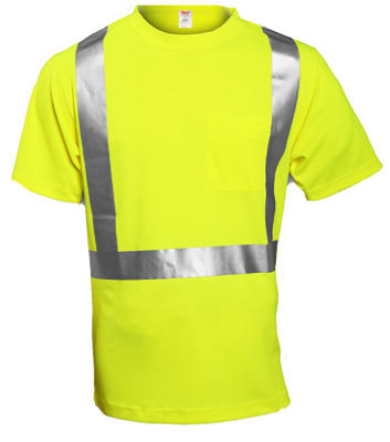Hi-Viz T-Shirt, ANSI 107 Class II, Lime Yellow, Large