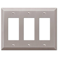 Amerelle Century Brushed Nickel White 3 gang Stamped Steel Rocker Wall Plate 1 pk