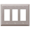 Amerelle Century Brushed Nickel White 3 gang Stamped Steel Rocker Wall Plate 1 pk