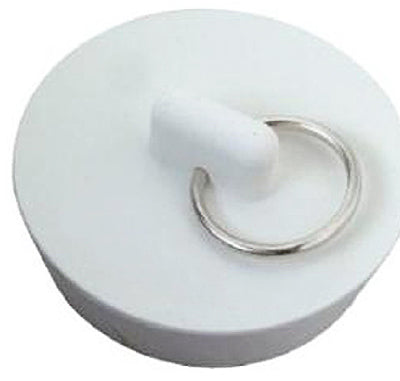Sink Stopper with Metal Ring, White, Rubber, 1-5/8 to 1.75-In. Drains (Pack of 10)