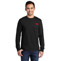 Artcraft 2XL  Unisex Long Sleeve Round Neck Black Pocket T-Shirt