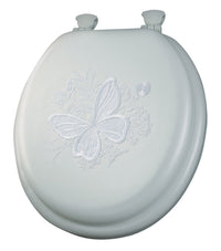 Mayfair  Round  White  Vinyl  Cushioned Toilet Seat