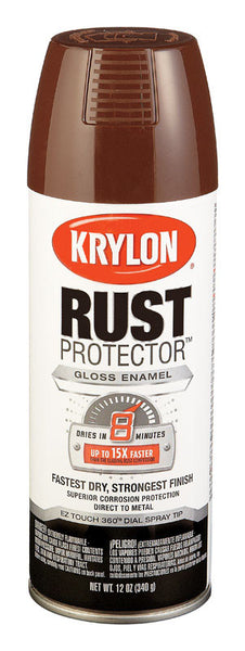 Pintura en aerosol protectora de óxido Krylon para cuero marrón brillante, 12 oz (caja de 6)