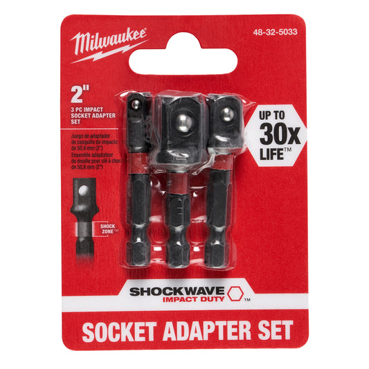 Milwaukee Shockwave Square 2 in. L Screwdriver Socket Adapter Steel 3 pc