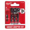 Milwaukee Shockwave Square 2 in. L Screwdriver Socket Adapter Steel 3 pc