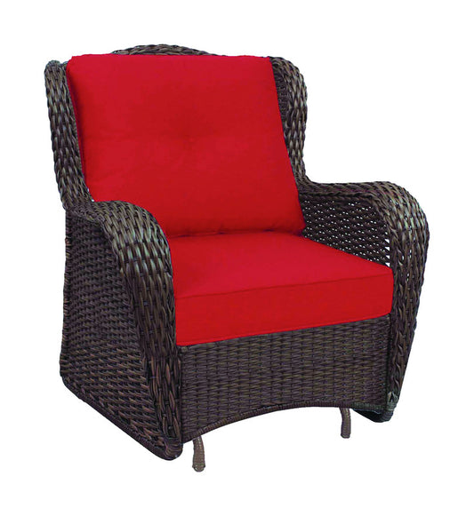 Living Accents  Brown  Wicker Frame Glider  Chair  Red