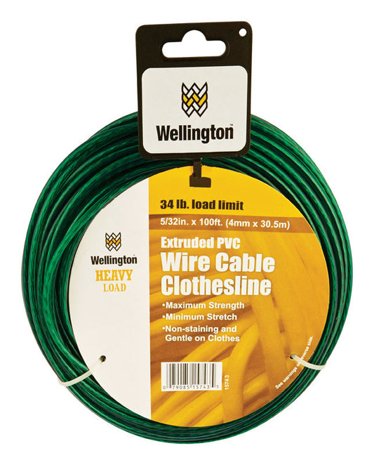 Wellington 5/32 in. D X 100 ft. L Green Cabled Wire Plastic Clothesline Wire