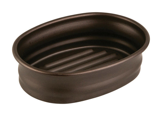 InterDesign  Olivia Line  Soap Dish  1-1/2 in. H x 5-1/2 in. W x 3-13/16 in. L Bronze  Steel