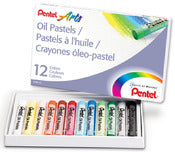Pentel PHN-12 Arts Oil Pastels Assorted Colors 12 Count