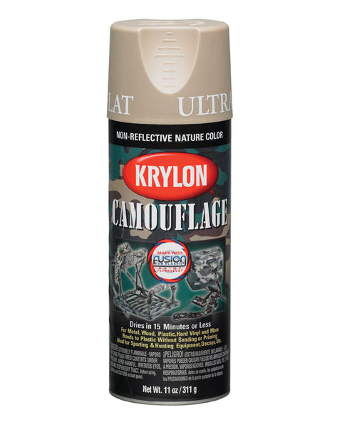 Pintura en aerosol camuflaje mate Krylon de 11 oz. color arena (caja de 6)
