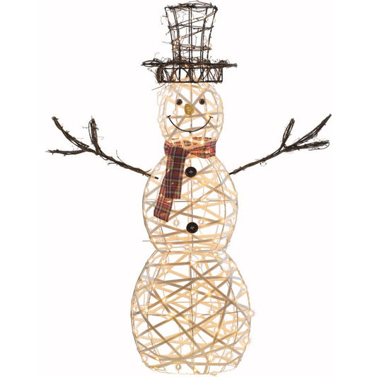 Celebrations LED White 48 in. 3D Wire Snowman Yard Decor