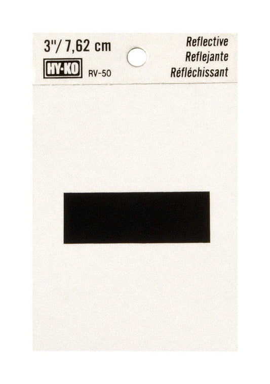 Hy-Ko 3 in. Reflective Black Vinyl Special Character Hyphen Self-Adhesive 1 pc. (Pack of 10)
