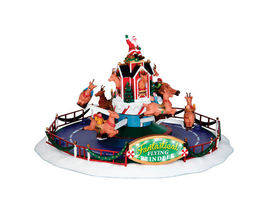 Lemax Flying Reindeer Ride Village Accessory Multicolor Resin 7.99 in. 1 each (Pack of 2)