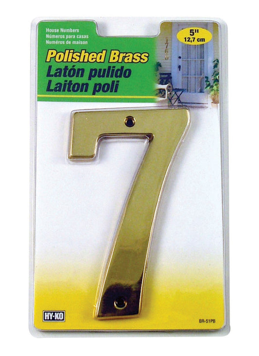 Hy-Ko 5 in. Gold Brass Nail-On Number 7 1 pc