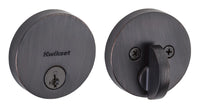 Kwikset 92580-011 Venetian Bronze Uptown Low Profile Round Contemporary Single Cylinder Deadbolt