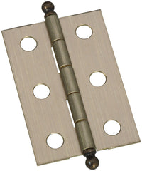 National Hardware 1-3/8 in. W X 2 in. L Antique Brass Brass Ball Tip Hinge 2 pk