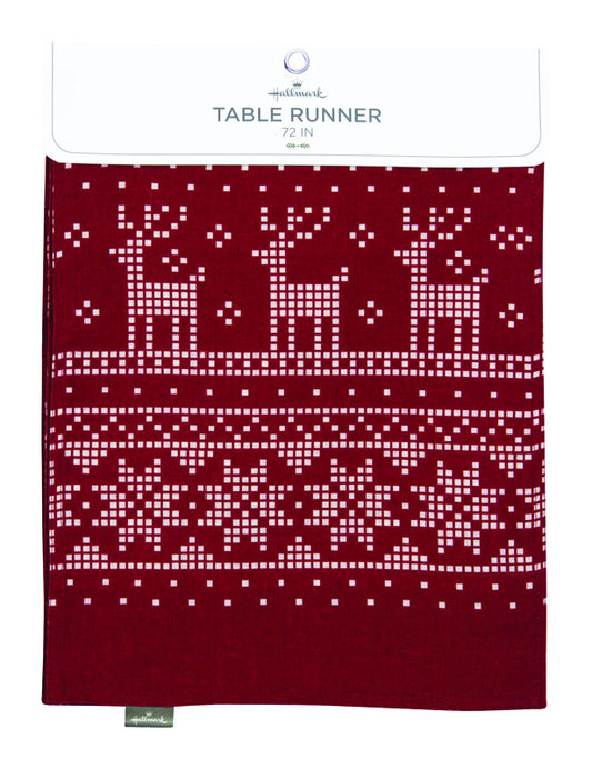 Hallmark Deer Table Runner Christmas Decoration Red Fabric 72 in. 1 pk (Pack of 4)