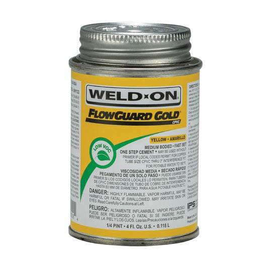 Weld-On FlowGuard Gold Yellow Solvent Cement For CPVC 4 oz