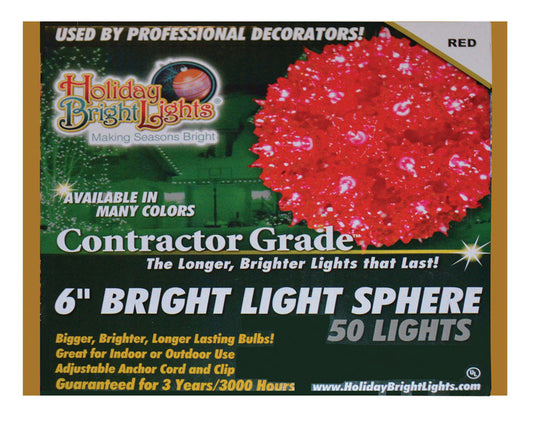 Holiday Bright Lights  Contractor  Incandescent  Sphere Light  Red  12 ft. 50 lights