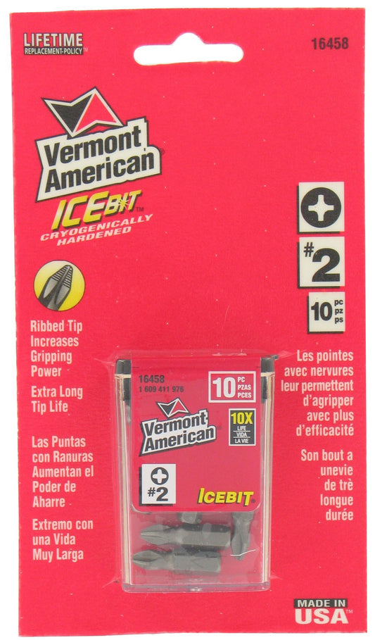 Vermont American 16458 1" Ice Bit™ #2 Phillips Insert Bit 10 Count