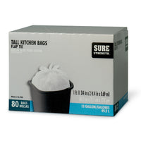 Sure Strength 13 gal Tall Kitchen Bags Flap Tie 80 pk