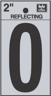 Hy-Ko RV-25/0 2" Black Vinyl Self-Stick Reflective Number 0 (Pack of 10)