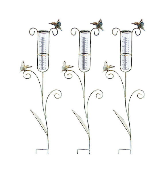Pluviómetro de metal Alpine de 36 pulgadas de alto con forma de colibrí para jardín (paquete de 6)