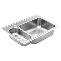33"x22" stainless steel 20 gauge double bowl drop in sink