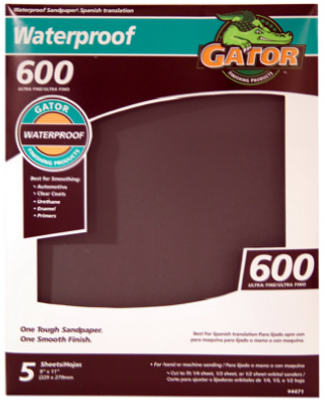 Sandpaper, Ultra Fine 600-Grit, 9 x 11-In., 5-Pk.