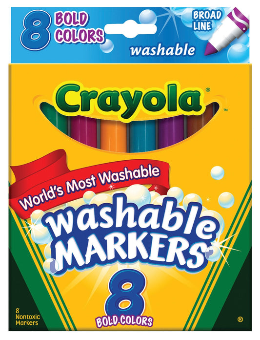 Crayola 58-7832 Bold Color Broad Line Washable Markers 8 Count