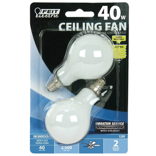 Feit Electric 40 W A15 Ceiling Fan Incandescent Bulb E12 (Candelabra) Soft White 2 pk