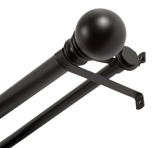 Kenney Manufacturing Company Kn87008v1 30" - 84" Matte Black Layla Ball Double Curtain Rod