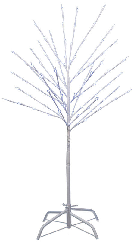 Sienna Metal Ground Mounting Plug-In LED White Branch Christmas Tree Silhouette 4 L in. with Stand