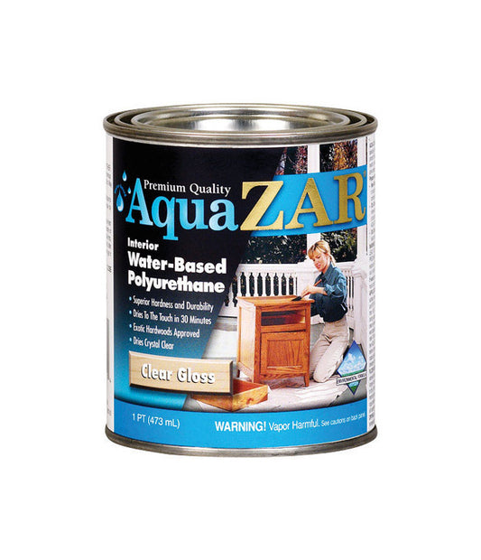 ZAR Aqua Zar Gloss Clear Water Based Polyurethane 1 pt. (Pack of 6)