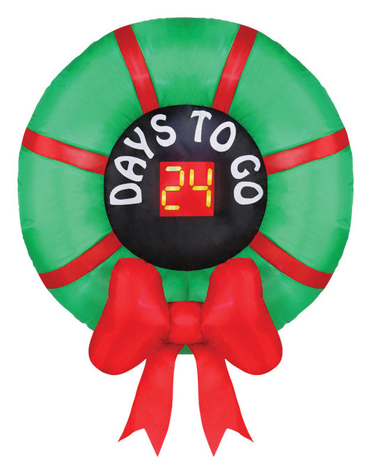 Occasions  Countdown Wreath  Christmas Inflatable  Polyester  Red/Green