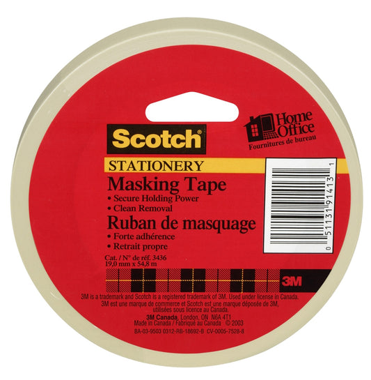 3M 3436 3/4" X 180' Tan Scotch® Home & Office Masking Tape                                                                                            