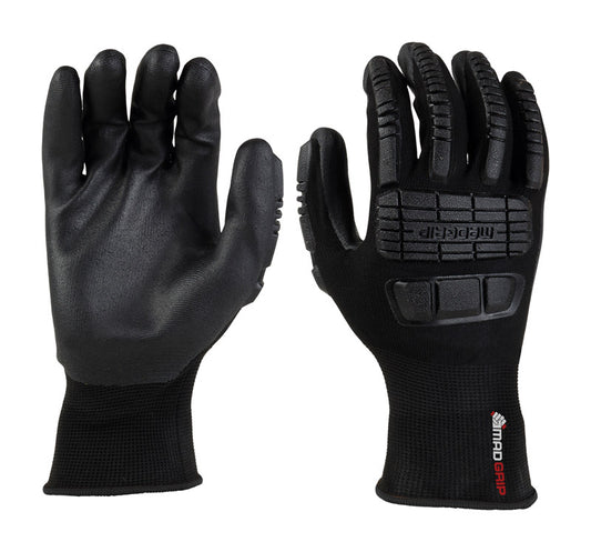 MadGrip Ergo Impact Unisex Coated Work Gloves Black M 1 pair