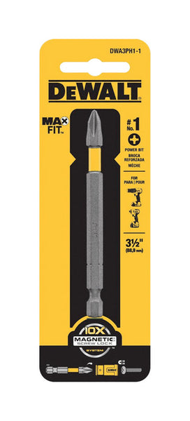 Broca de potencia DeWalt Max Fit Phillips n.º 1 SX de 3-1/2 pulg. L, acero para herramientas S2, 1 pieza (paquete de 5)