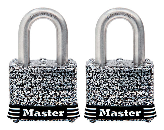 Master Lock  1.5 in. W Steel  4-Pin Tumbler  Padlock  2 pk Keyed Alike