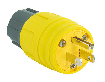 Watertight Plug, Yellow, 2-Pole, 15-Amp, 125-Volt