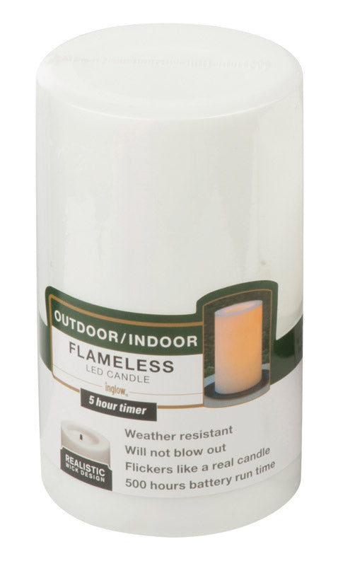 Paradise White Unscented Scent Outdoor Pillar Candle 5 in. H x 3 in. Dia. (Pack of 4)