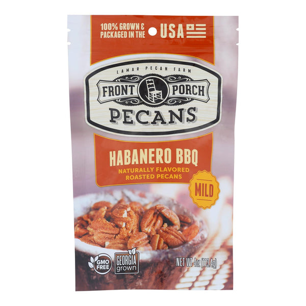 Pecanes Front Porch - Pecanes tostadas totalmente naturales - Habanero BBQ - Caja de 6 - 4 oz. (Paquete de 6)