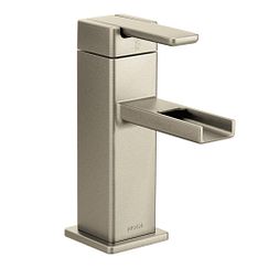 Brushed nickel one-handle open waterway bathroom faucet