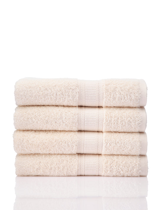 Livim Natural Home Boreal Collection 100% Genuine Cotton 4Pcs Set Bath towel 700GSM 12/1 Soft 100% Cotton, Towels for Home Décor Ivory Color 30x52 In (76x132 Cm)