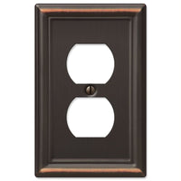 Amerelle Chelsea Aged Bronze Bronze 1 gang Stamped Steel Duplex Outlet Wall Plate 1 pk