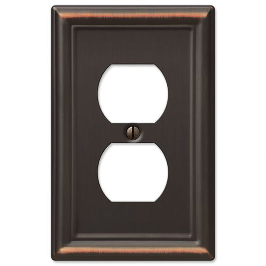 Amerelle Chelsea Aged Bronze Bronze 1 gang Stamped Steel Duplex Outlet Wall Plate 1 pk