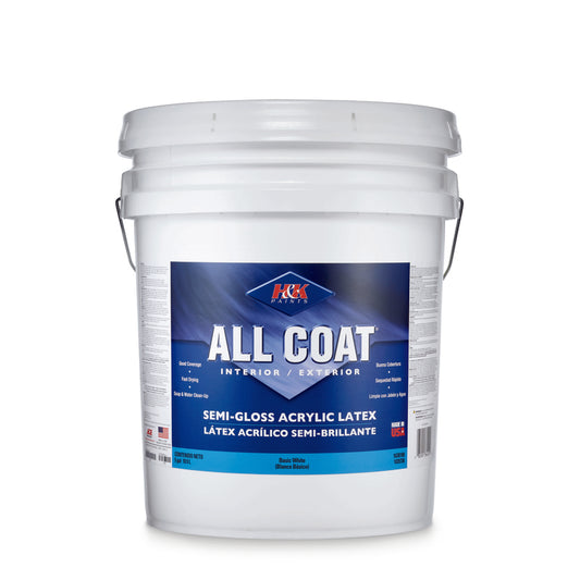 H&K Paints All-Coat Semi-Gloss Basic White Acrylic Latex Paint Indoor/Outdoor 5 gal.