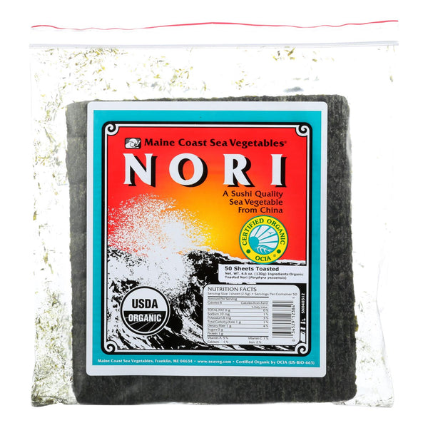 Verduras marinas orgánicas de la costa de Maine - Hojas de nori para sushi - Tostadas chinas - 50 hojas