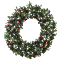 Celebrations  Prelit Green  LED Decorated Wreath  48 in. L Pure White/Red